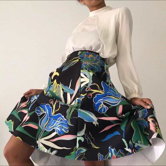 H&M scuba floral Hawaiian midi circle Neoprene skirt 6 4 - Picture 16 of 16